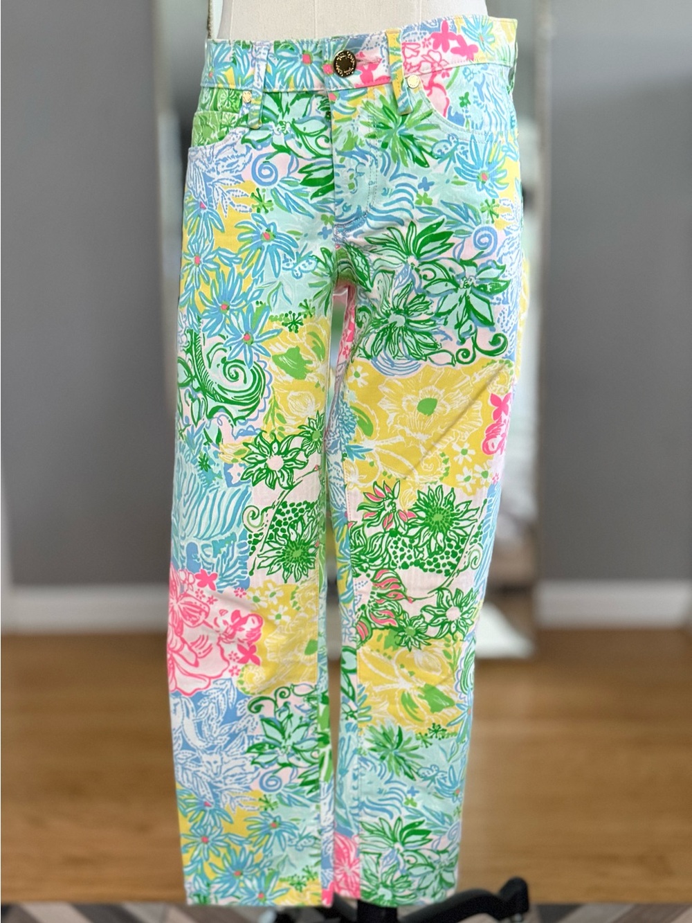 Lilly Pulitzer South Ocean Jean Floral Print Bay Breeze Denim Size:6